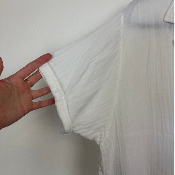 9Seed Resort Thalia Gauzy Cotton Collared V Neck Blouse Small - Picture 5 of 6